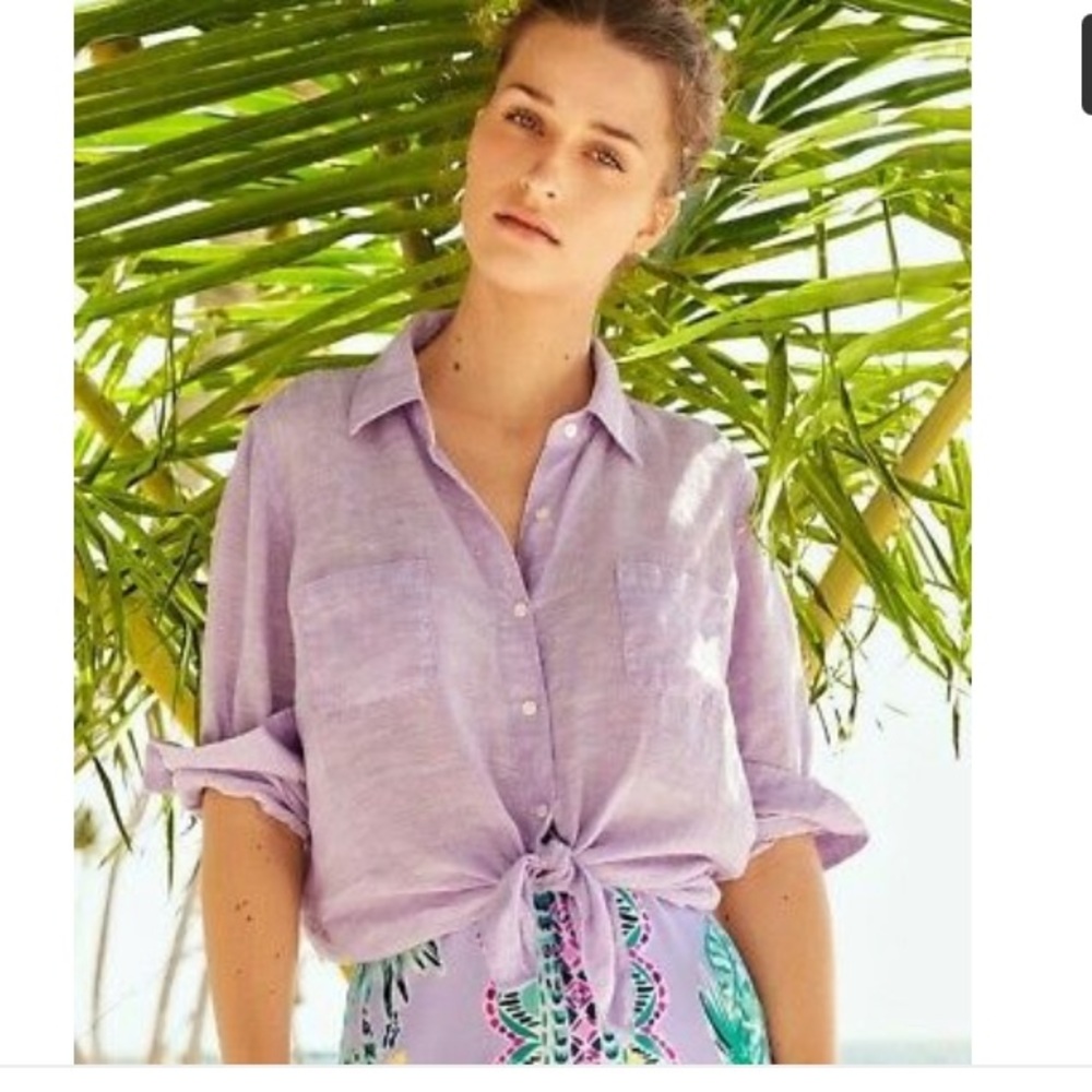 NWT Lilly Pulitzer Seaview linen button down